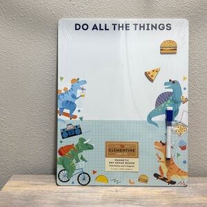 Clementine Paper Inc. Magnetic Dry Erase Board with Dinosaurs Burger Pizza